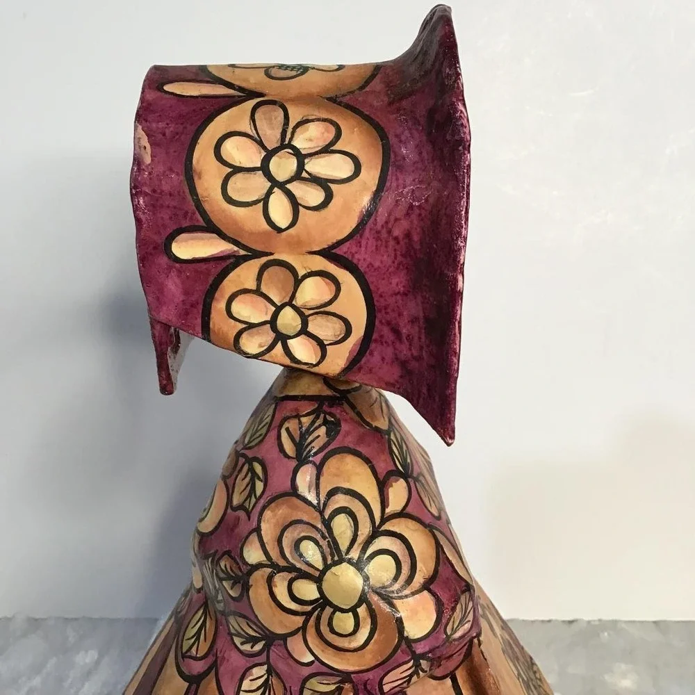 Hector Ruiz Vintage Hand Painted Paper Mache Folk Art Doll Figurine Southwestern